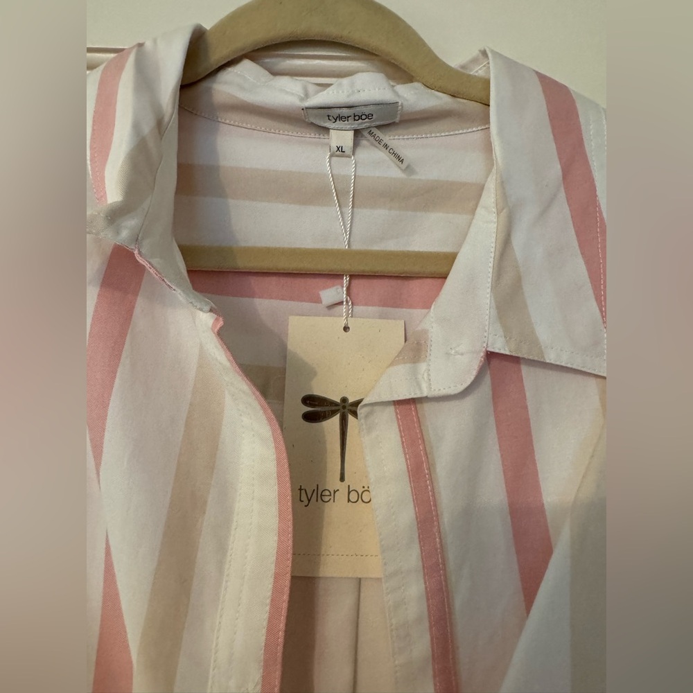 Tyler Boe Pink and Cream Striped Button Down Shirt - Picture 2 of 6